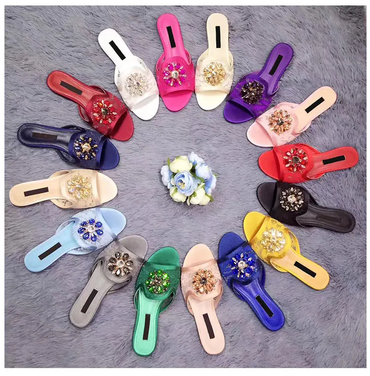 

Summer Slippers Women Crystal Slides Flat Shoes Women Sandalias Mujer 2019 Chanclas Mujer Mesh Ladise Shoes Cozy Sapato Feminino