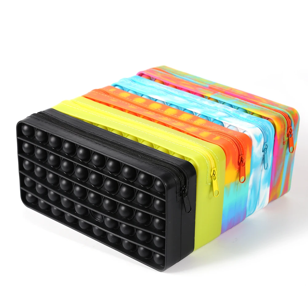 

New Rectangle Pencil Case Decompression Creative Silicone Push Bubble Fidget Toys Pack Large Simpl Dimmer Fidget Toy Kids Game