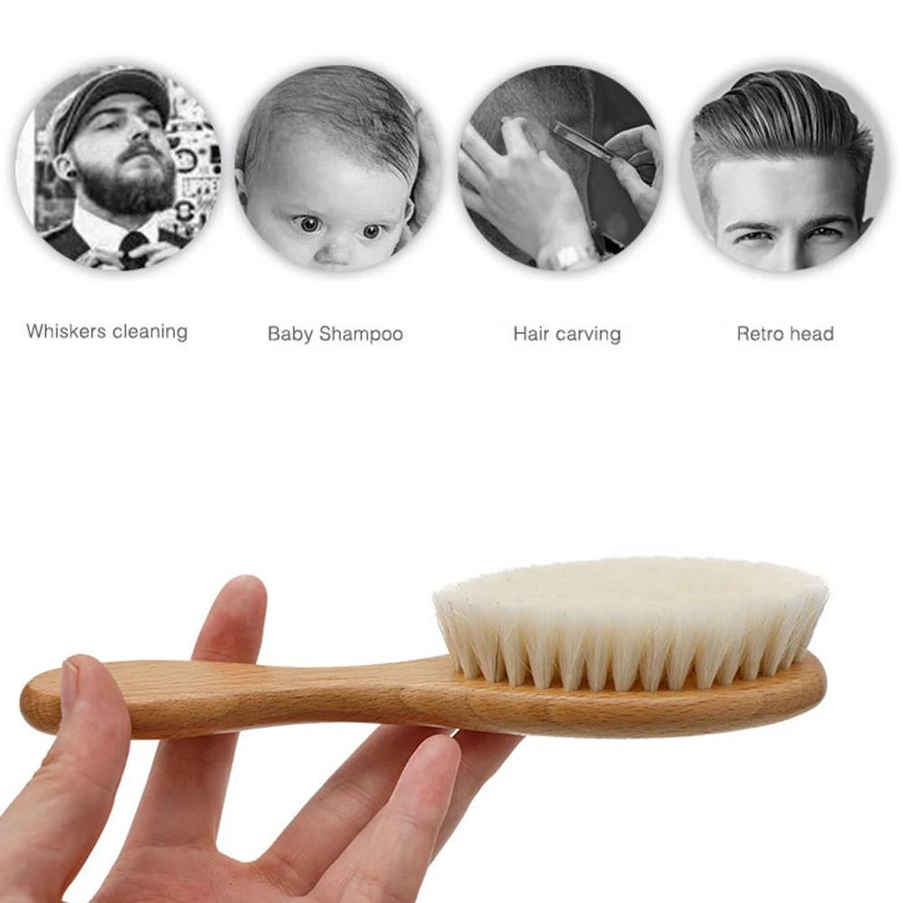 

Beard Brush Soft Barber Neck Fade Duster Wool Bristle Wood Handle for Men Gift Face Grooming Hairstyling