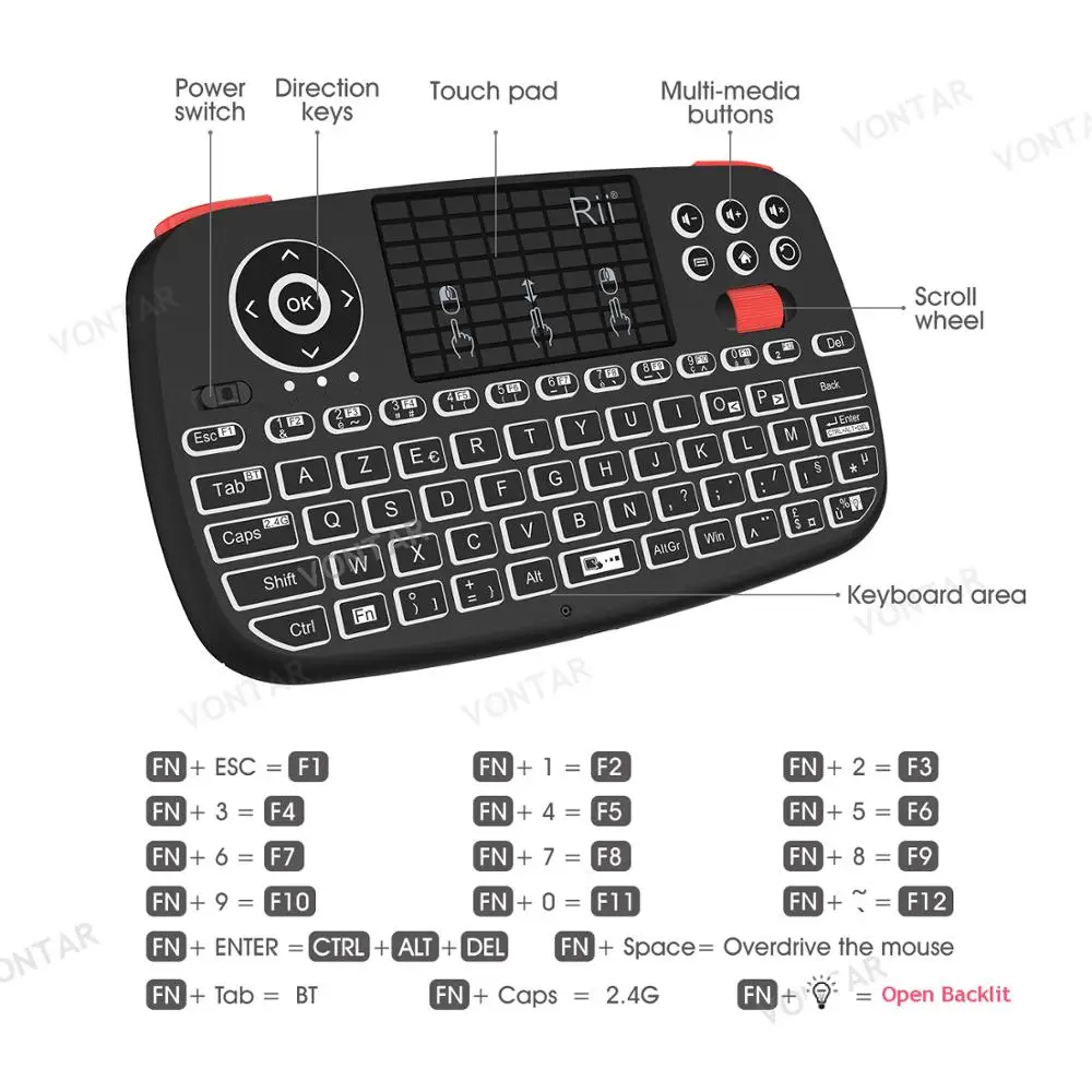 Беспроводная клавиатура Rii i4 2 4G мини-клавиатура Bluetooth