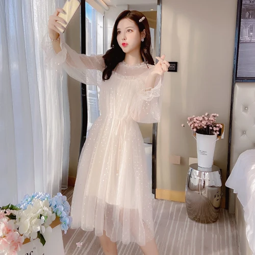 FMFSSOM весна лето расшитое блестками кружевное шифоновое элегантное платье с