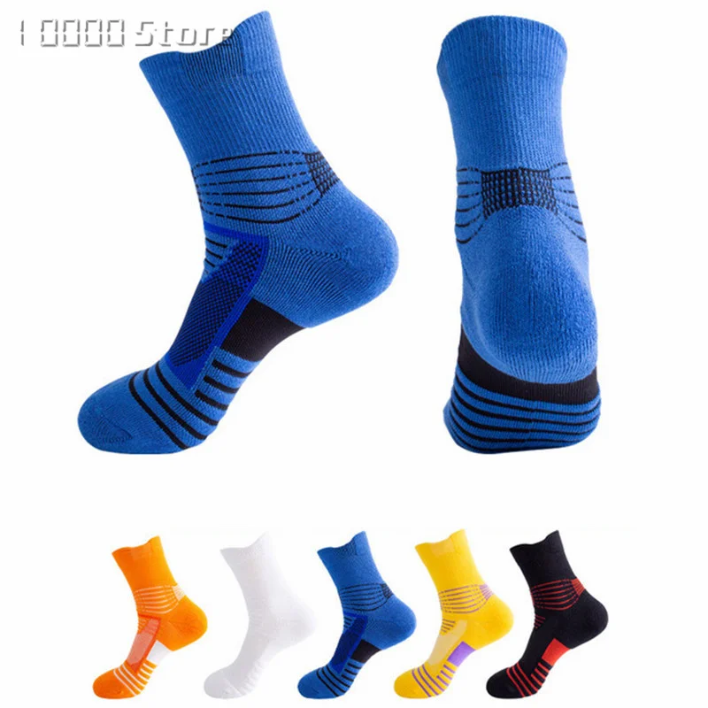 

1 Pair Men Thermal Sports Socks Cotton Cycling Basketball Running Winter Hiking Basket Tennis Ski Man Bike No Slip Skiing