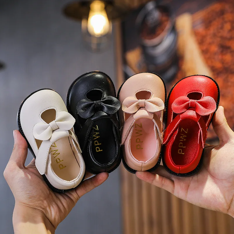 Zapatos de fondo suave para beb&eacute; y ni&ntilde;a, calzado de Color s&oacute;lido para primeros pasos, zapatos de princesa para ni&ntilde;o SOH018-3