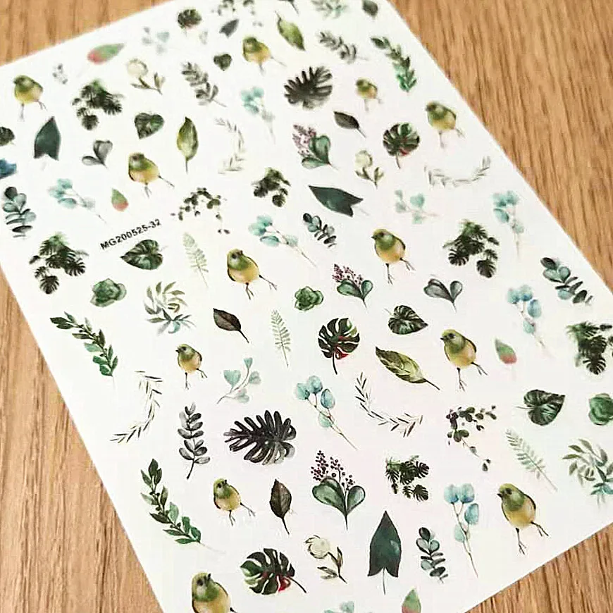 

Newest Spring Bird Flower Design 3D Self Adhesive Back Glue Decal Decoration Tools Nail Stickers MG0525-32