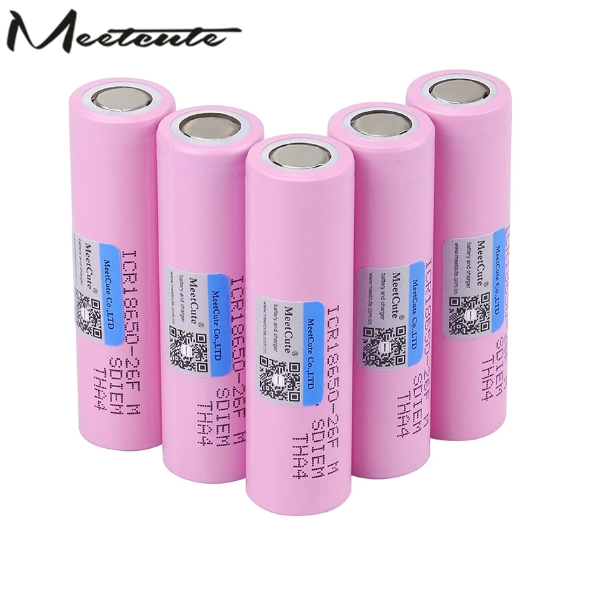 Meetcute 18650 18650 2600mAh литий-ионный ICR18650-26FM 3,7 V Перезаряжаемый 18650 аккумулятор для samsung 26F для фонарика