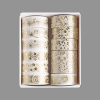 10 pcsset white gold washi tape vintage masking tape cute decorative adhesive tape sticker scrapbooking diy diary stationery