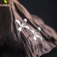 925 sterling silver simple flower stud earrings for women high quality lady girl gift fine jewelry flyleaf