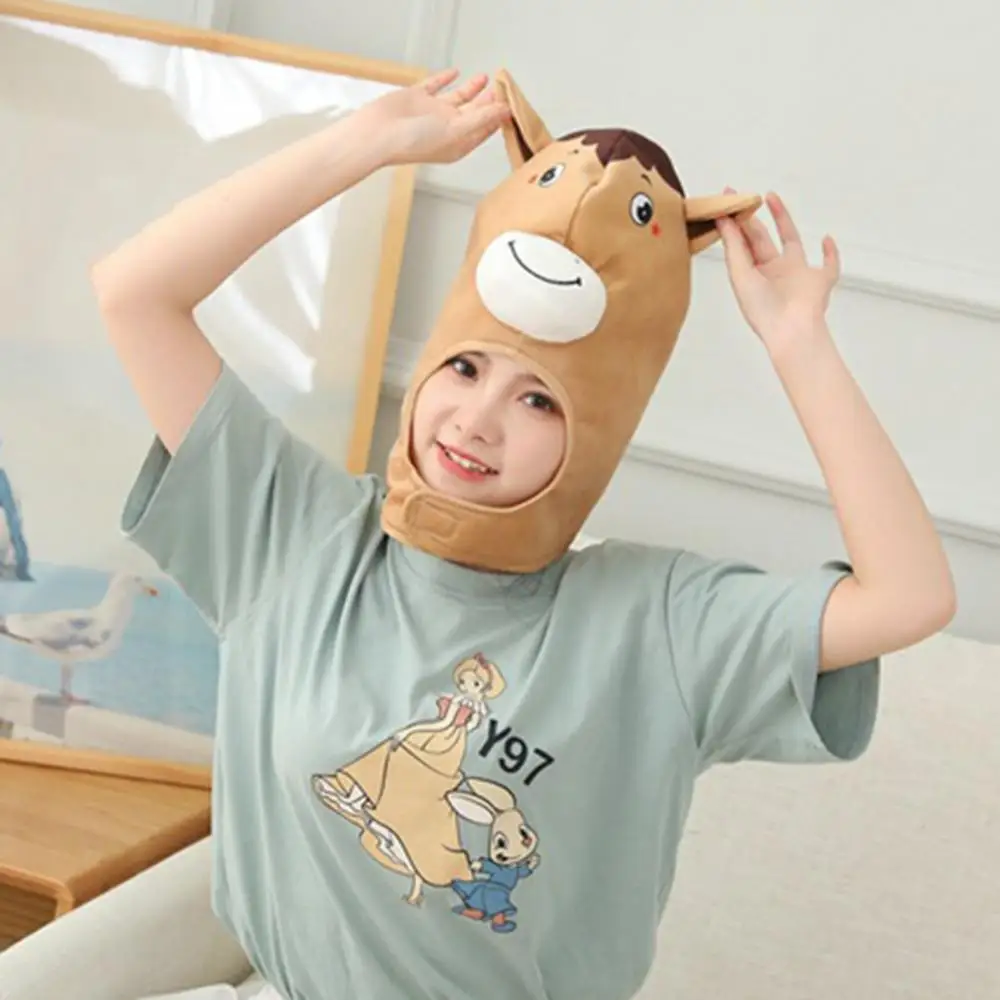 Cute Bee Sloth Parrot Cow Horse Head Soft Plush Doll Headgear Hat Sleeping Toy | Игрушки и хобби