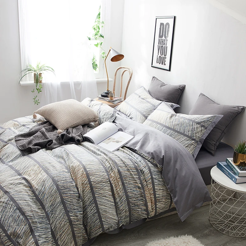 Комплект простых пододеяльников в полоску 4 шт. простыни из 100% египетского хлопка