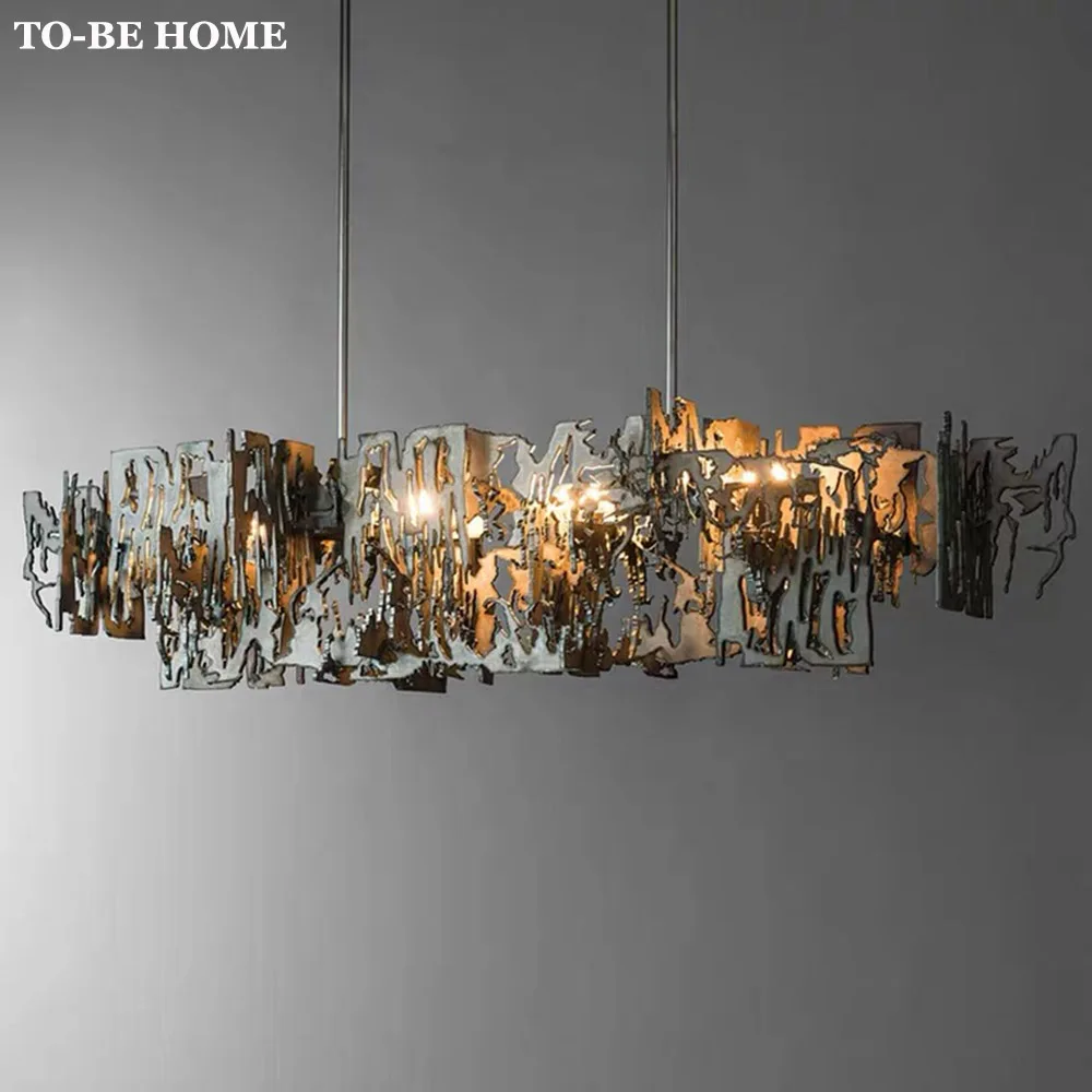 

Минималистичная металлическая художественная люстра в стиле постмодерн, прямоугольная лампа для гостиной, кухни, островка, подвесной свет...