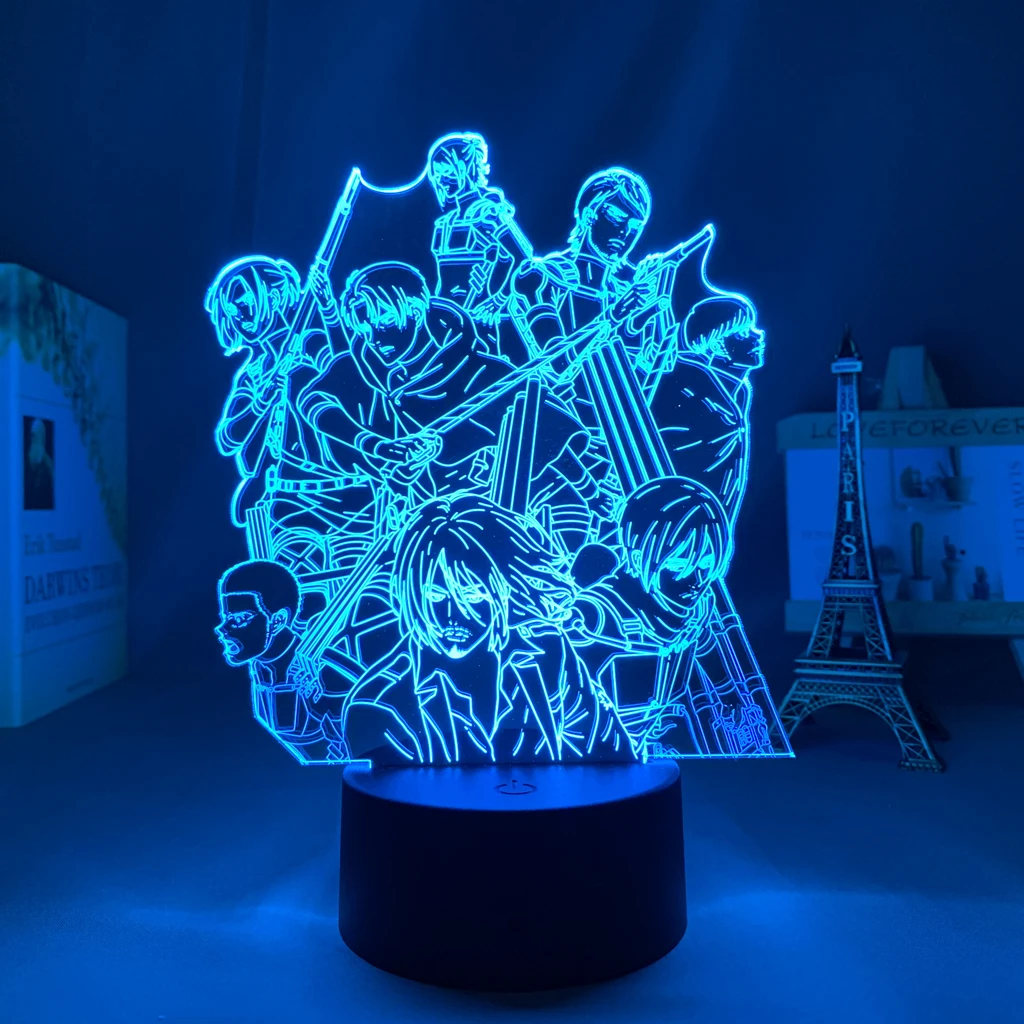 Anime Led Light Attack on Titan Wallpaper Group for Kid Bedroom Decoration Child Birthday Gift Manga AOT 3d Lamp | Лампы и освещение