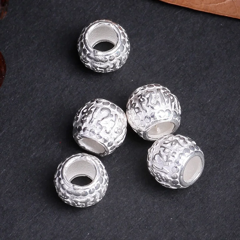 

1Pc 925 Sterling Silver Spacer Barrel Beads 7.77*6.55mm Amitabha Barrel Beads For Necklace Bracelet DIY Jewelry Makings 925157