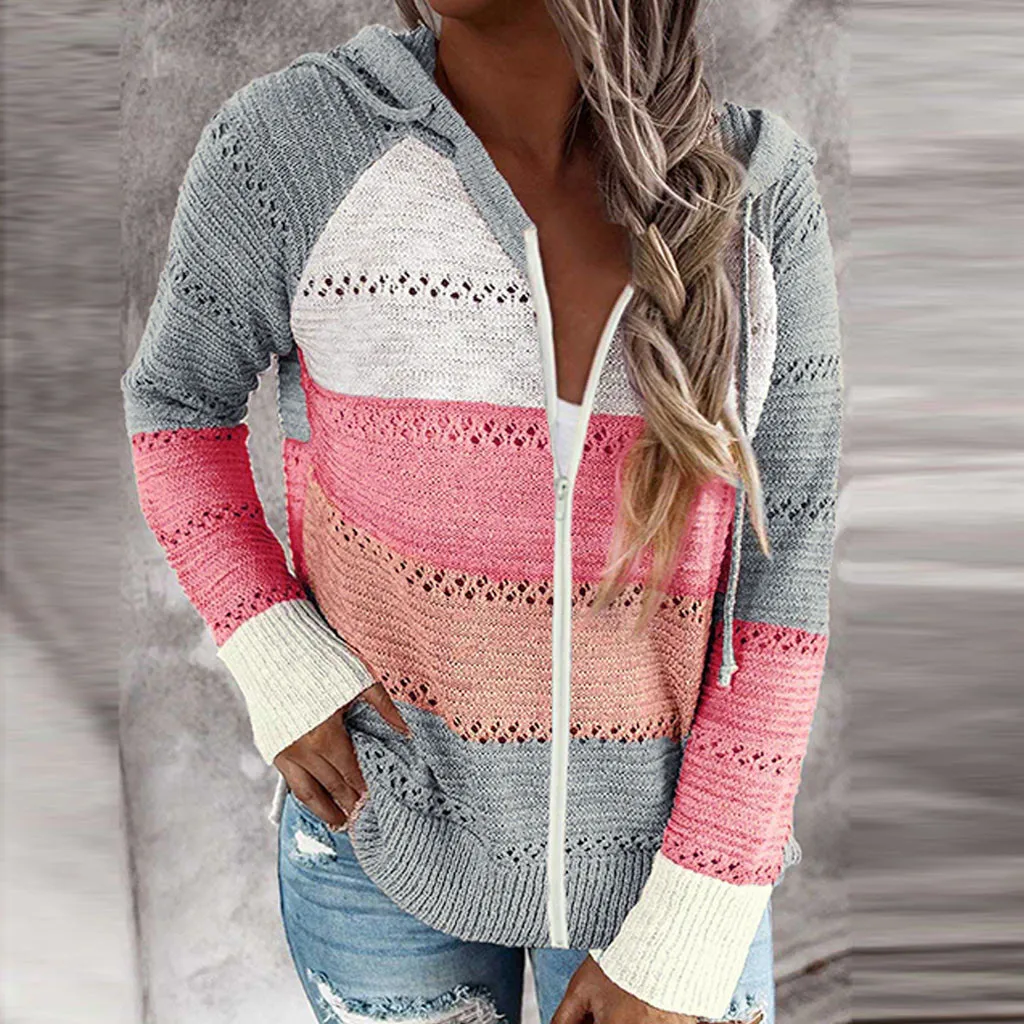 Fashion Blouse Women Casual Patchwork V-neck Long Sleeves Hooded Sweater Tops Blusas Femininas De Verão Top Femme |