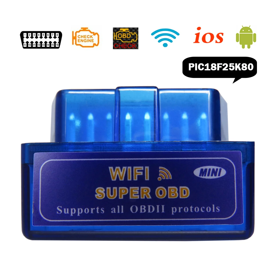 Чип PIC1825K80 ELM327 OBD2 WIFI V1.5 автомобильный диагностический сканер инструмент для