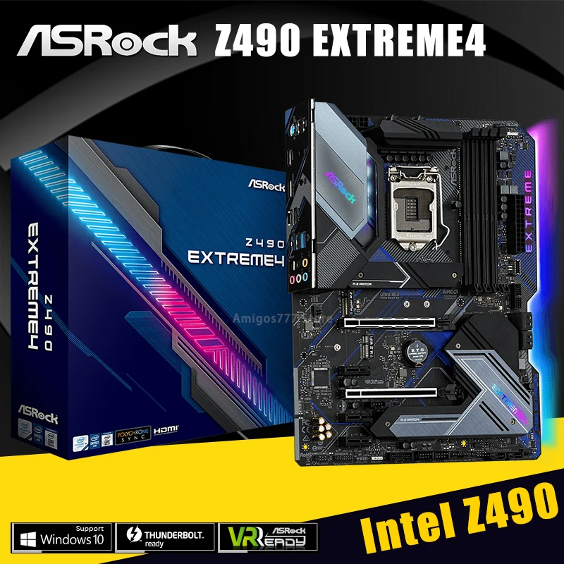 Материнская плата ASRock Z490 extreme ME4 LGA 1200 поддерживает DDR4 128 ГБ PCI-E 3 0 M.2 Интерфейс SATA III