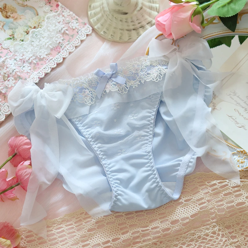 Super Fairy Lace Ruffles Bra & Briefs Sexy Small Fresh Lolita Girl Plus-size Flower Embroidery Push Up Underwire Underwear Set