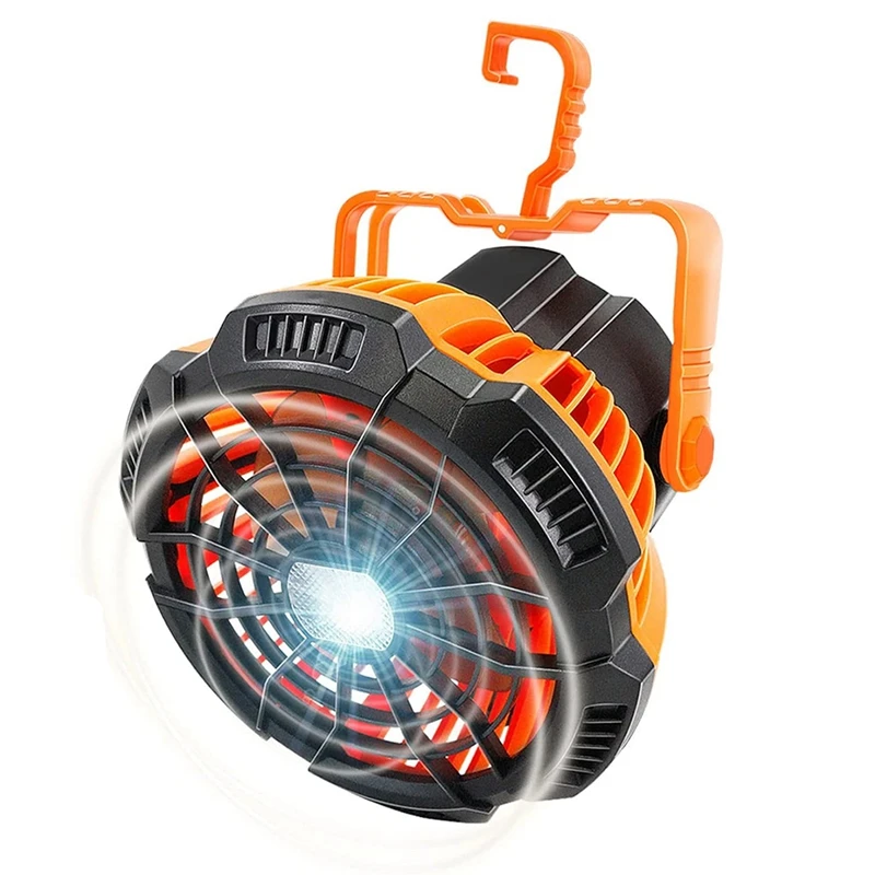 

Вентилятор на батарейках с сумкой для переноски и подсветкой для кемпинга, палатки и гамака, маленький настольный вентилятор с USB-зарядкой с...