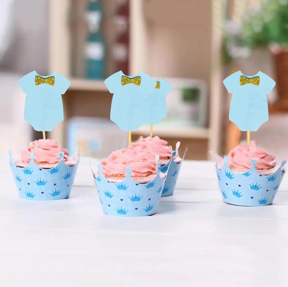 Набор из 10 топперов для капкейков для украшения вечеринки в честь рождения мальчика или девочки, детских праздников, крещения и раскрытия пола ребенка.
