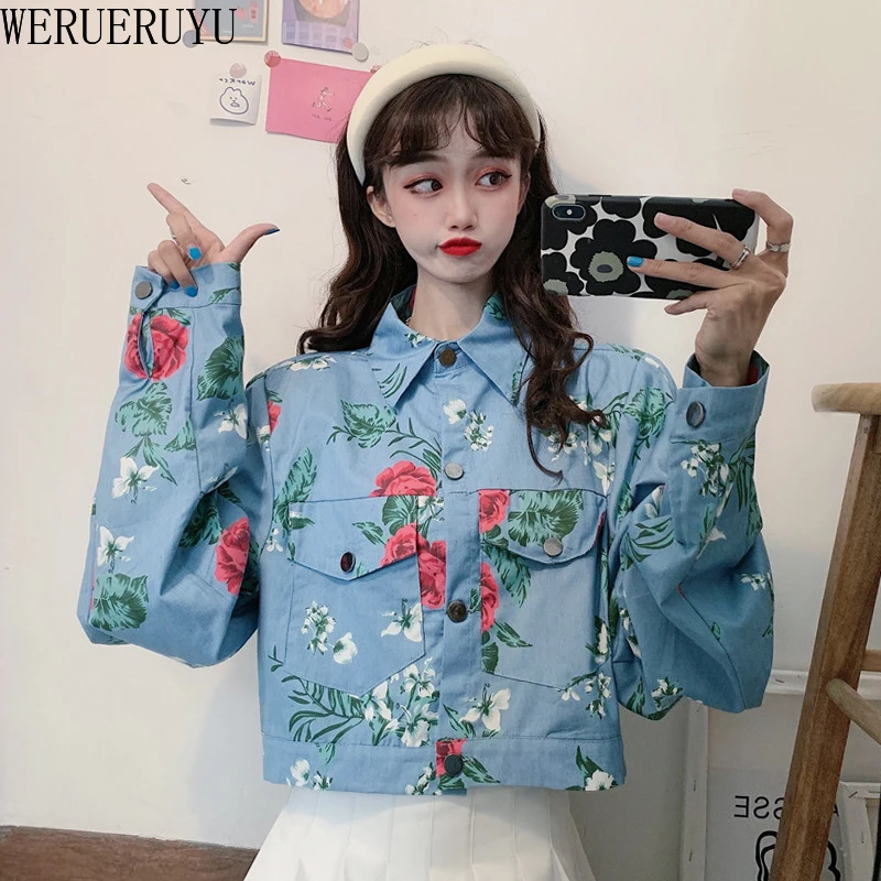 WERUERUYU Сезон весна осень Джинсовая куртка для женщин с коротким высота короткая