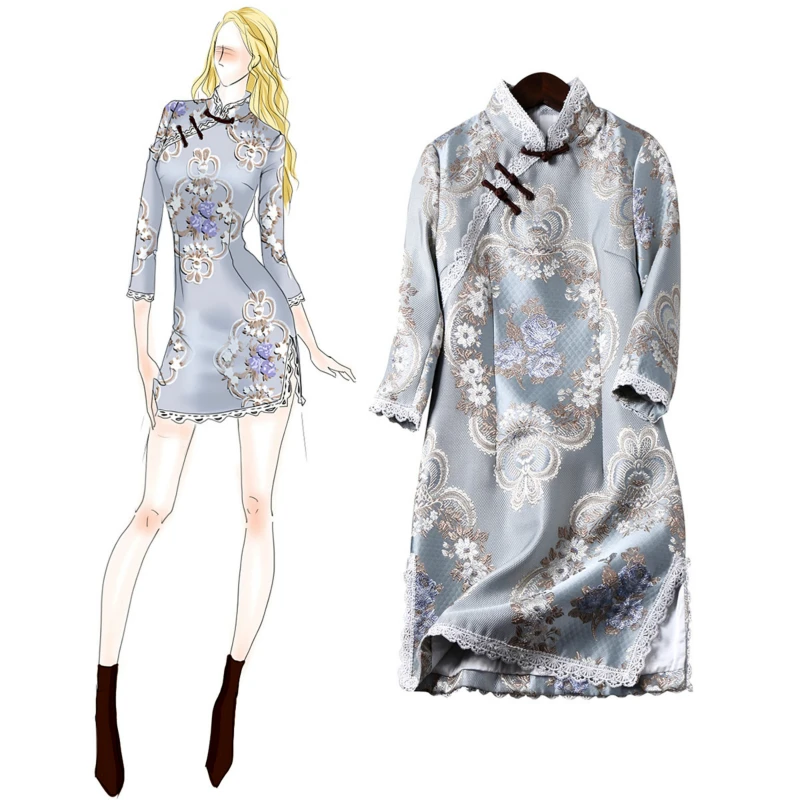 Кружевное лоскутное облегающее платье для женщин китайские традиционные