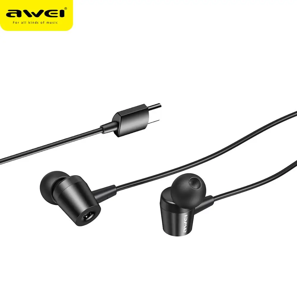 Наушники вкладыши AWEI 3 5 мм проводные наушники Тип C ln ухо стерео HiFi спортивные 1 2 м