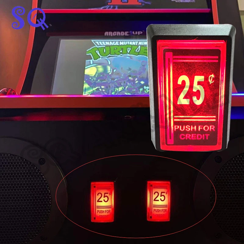 

1pcs 25 Cent Red Push For Credit Arcade Coin Operated Game LED Push Button with Micro Switch