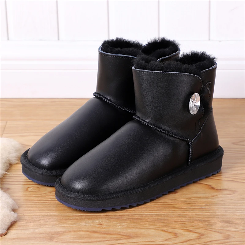 Лидер продаж водонепроницаемые ботильоны из натуральной кожи для снежной погоды