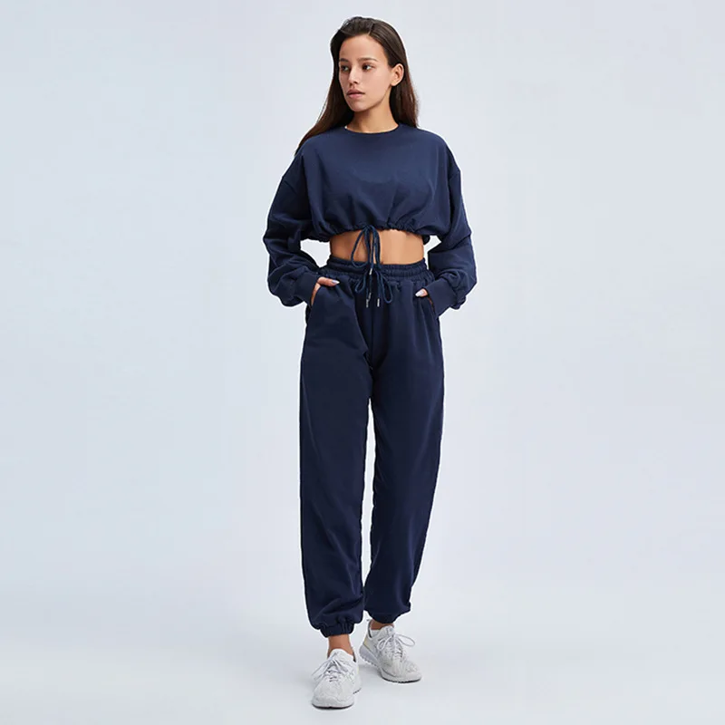 

Gym Women Clothing 2020 Sportswear Tracksuit Two Piece Loose Long Sleeve Top Pants Trousers Sports Suit For Fitness Yoga Set