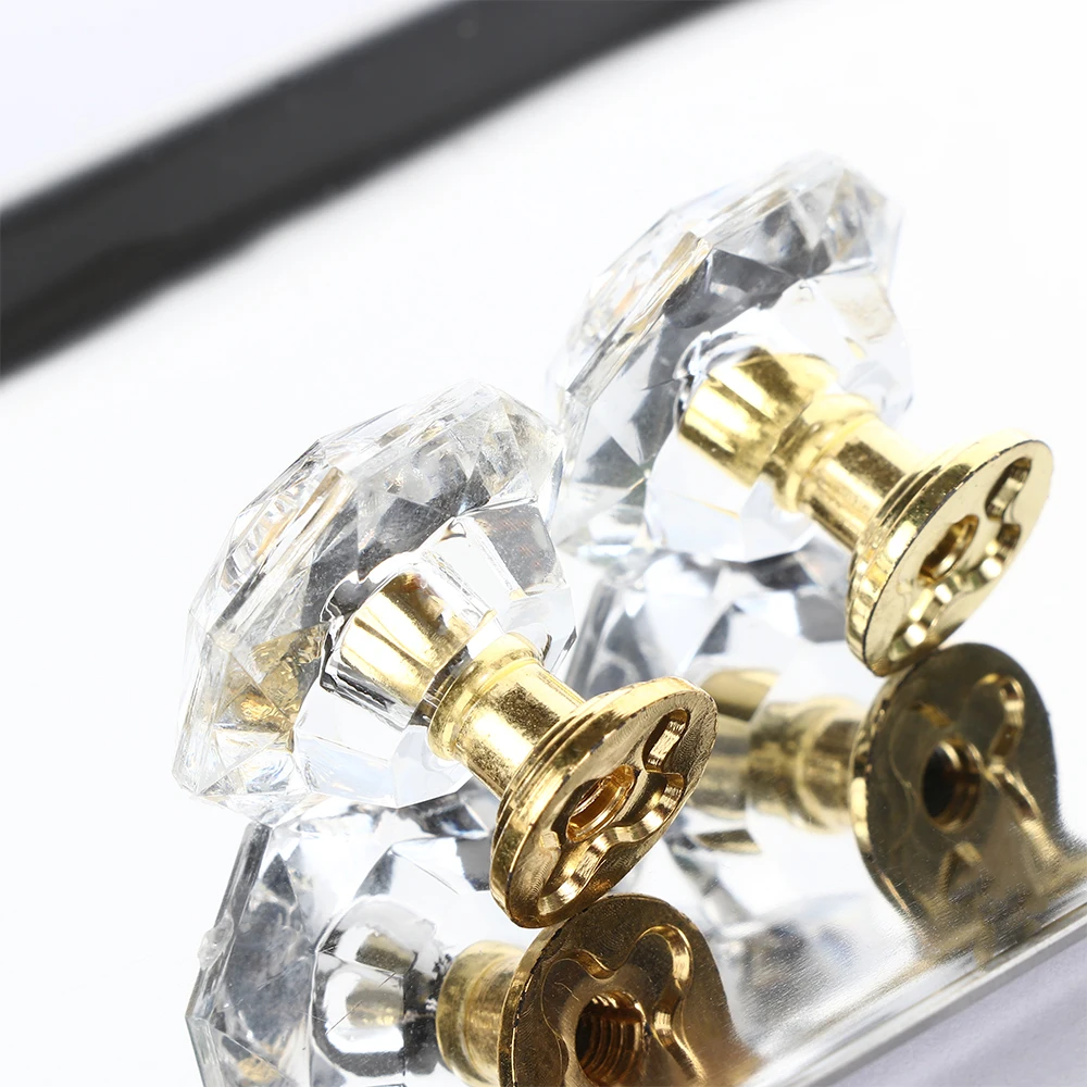 

10Pcs Acrylic Crystal Knobs Cupboard Drawer Pull Handle Door Knob Diamond Shape Cabinet Knob Home Furniture Accessory No Screws