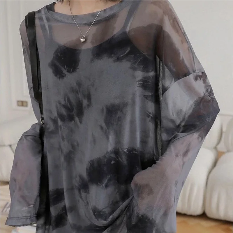 Футболки с длинным рукавом женские прозрачные дизайнерские солнцезащитные