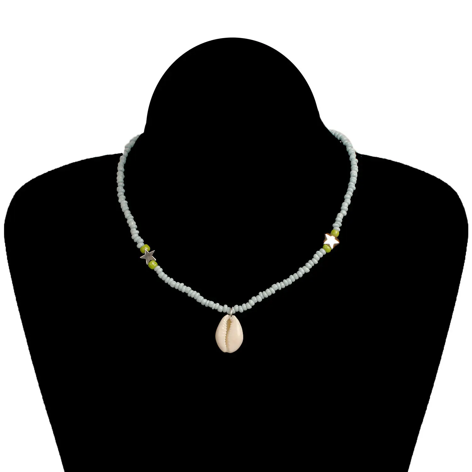 Простое модное ожерелье в богемном стиле с рисовой жемчужиной и ракушками