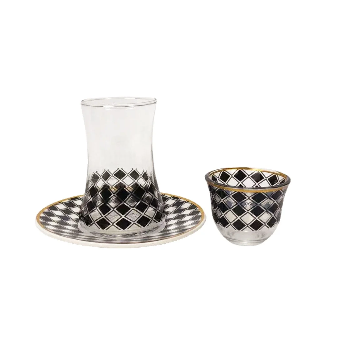 Набор стаканов для турецкого чая чашки блюдца с ложкой кофейная чашка