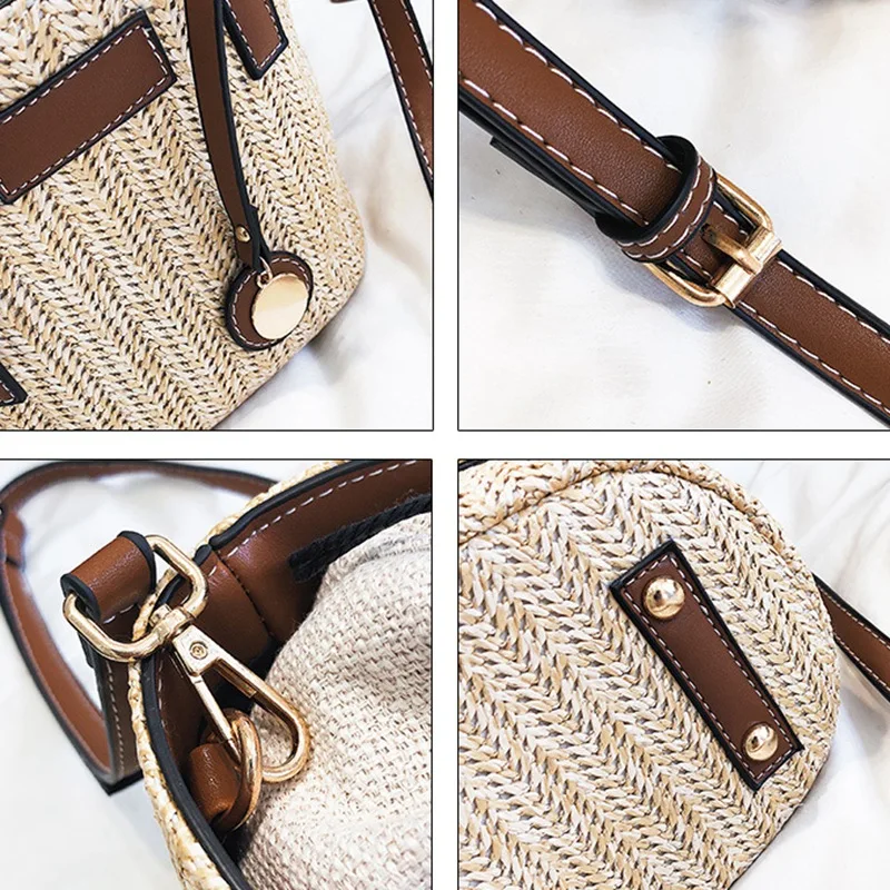 

Straw Woven Women's Shoulder Bag Fashion Bohemian Beach Handbag Large Capacity Shopping Bag Travel Bag