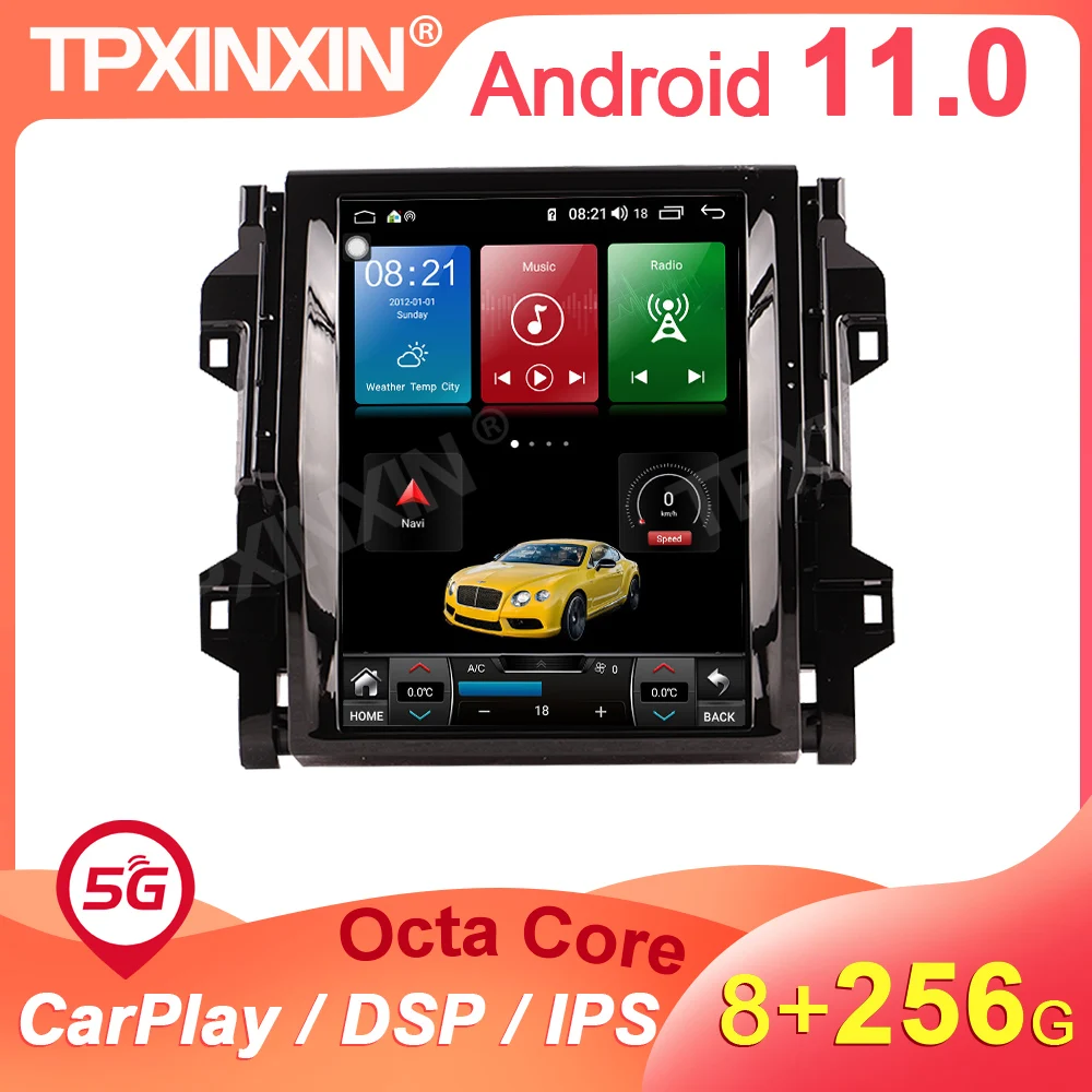 

For Toyota Fortuner 2016-2020 Android 11.0 8G+256GB Tesla Style Car Multimedia Radio Player GPS Navigation Head Unit DSP Carplay
