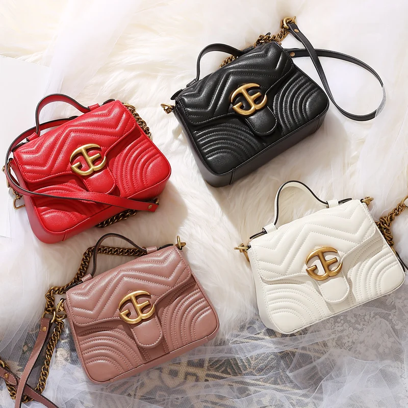 

Bag women bag 2021 new fashion simple cowhide wave pattern shoulder messenger bag women's portable small square bag