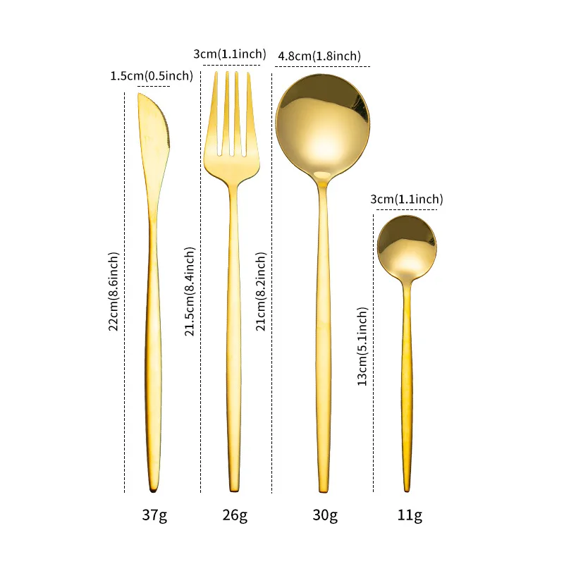

24pcs Stainless Steel Cutlery Dessert Cutlery Knife Fork Tableware Drink Square Handle Western Steak Kitchen Dinnerware Set