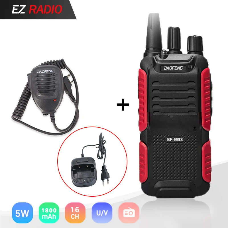 Горячая Baofeng bf-999s плюс Walkies Uhf группа военный уровень двухстороннее радио танскивер для безопасности, отеля, ветчины BF999s обновление bf888s - Цвет: Add MIC. SP