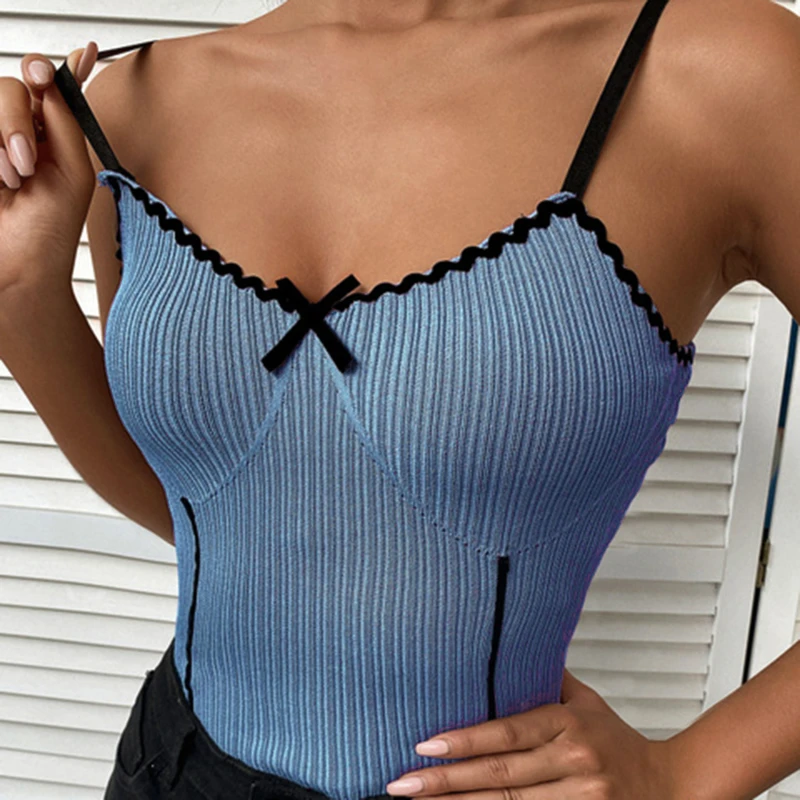 

Camis For Women Tank Top Camisole Off Shoulder Woman Vest Spaghetti Strap Colorblock Tops Elegant French Chic Womens Clothes