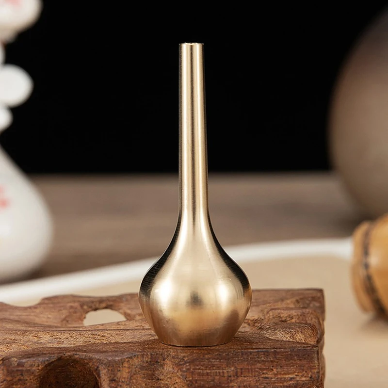 1 шт. мини ваза из чистой меди Золотая декоративная антикварная для гостиной