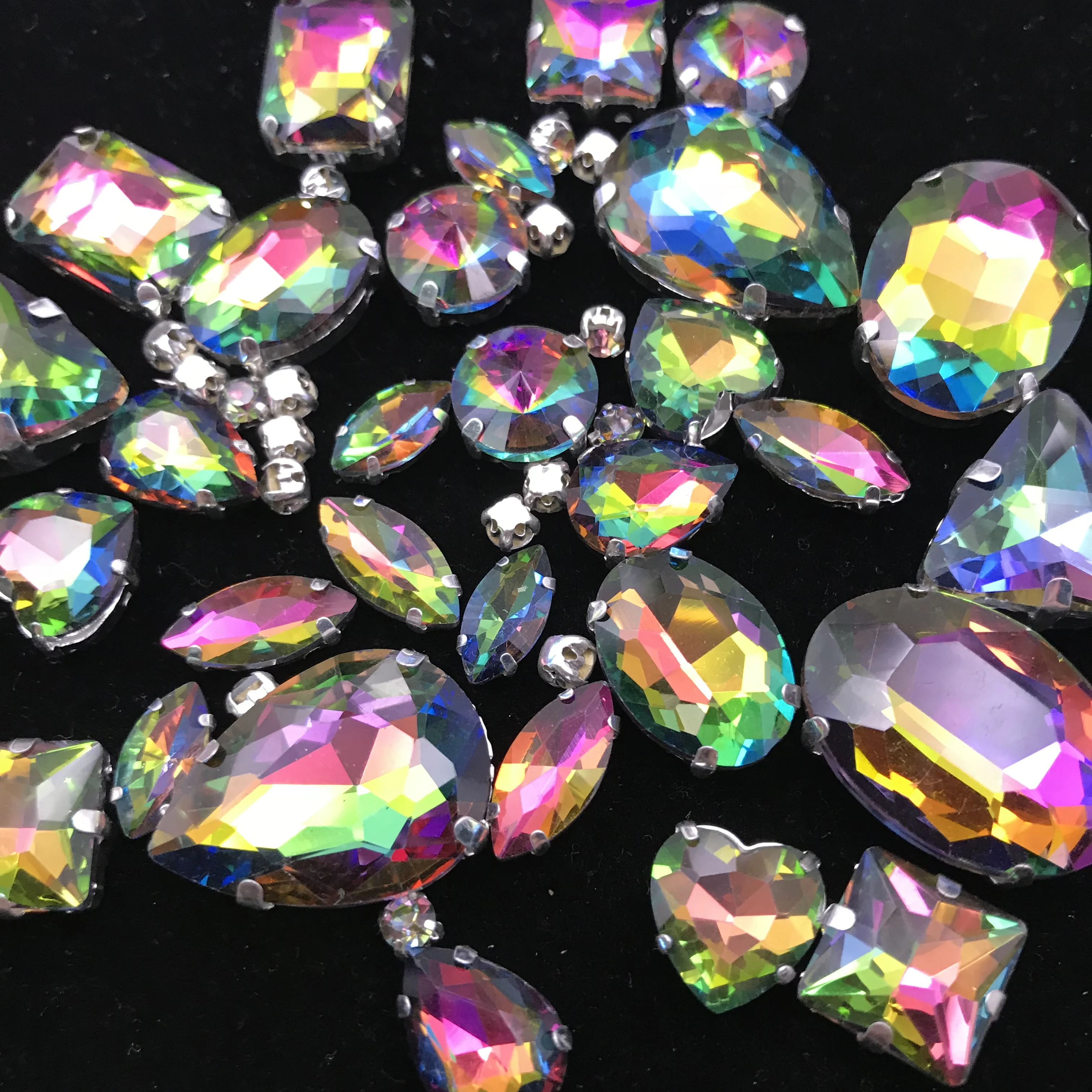 50 шт. радужных цветов смешанные формы Блестящий Кристалл Красочные пришить