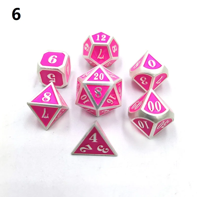 7 шт./компл. металлические кубики для настольных игр D4 D6 D8 D10 D12 D20 MTG|Кубики| |