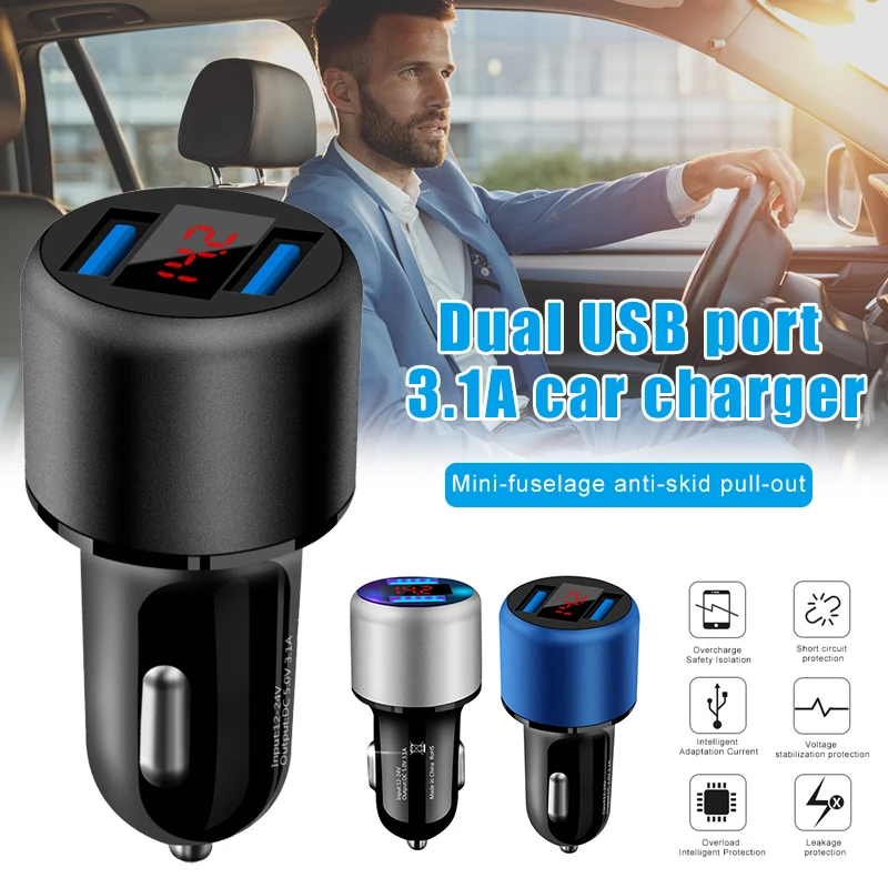 Быстрое Автомобильное зарядное устройство для телефона 2 usb-порта с светодиодный