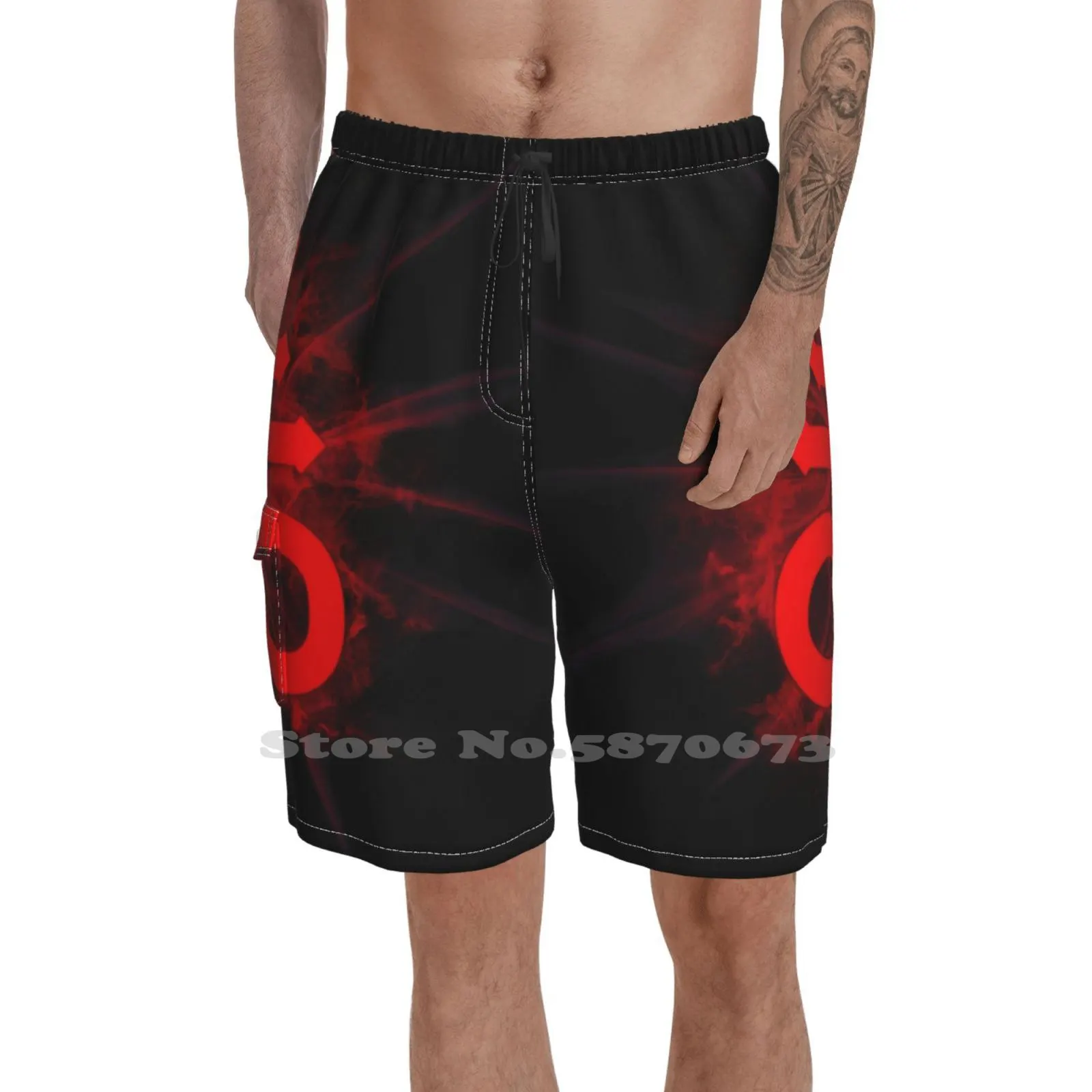 

Brimstone Summer Pants Casual Shorts Male Streetwear Binding Of Isaac Brimstone Cross Satanic Cross Game Symbol