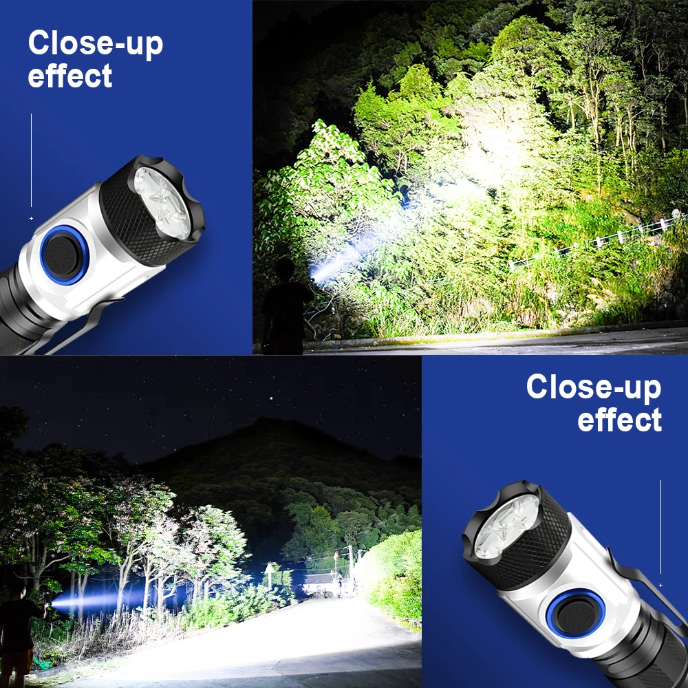 

2021 New Mini Flashlight XGP LED USB Charging Most Powerful Flash Light 18650 18350 worklight Small Pocket Multifunctional Torch