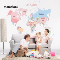 animal world map wall stickers nursery decor boy and girl aesthetic decoration wallpaper for kids room office and home