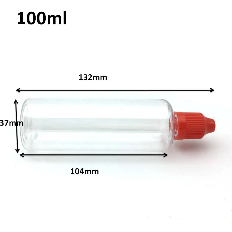 

20pcs 100ml Clear Bottle PET Plastic Dropper Bottle With Childproof Cap and Long Needle Tip Empty E Liquid Bottle