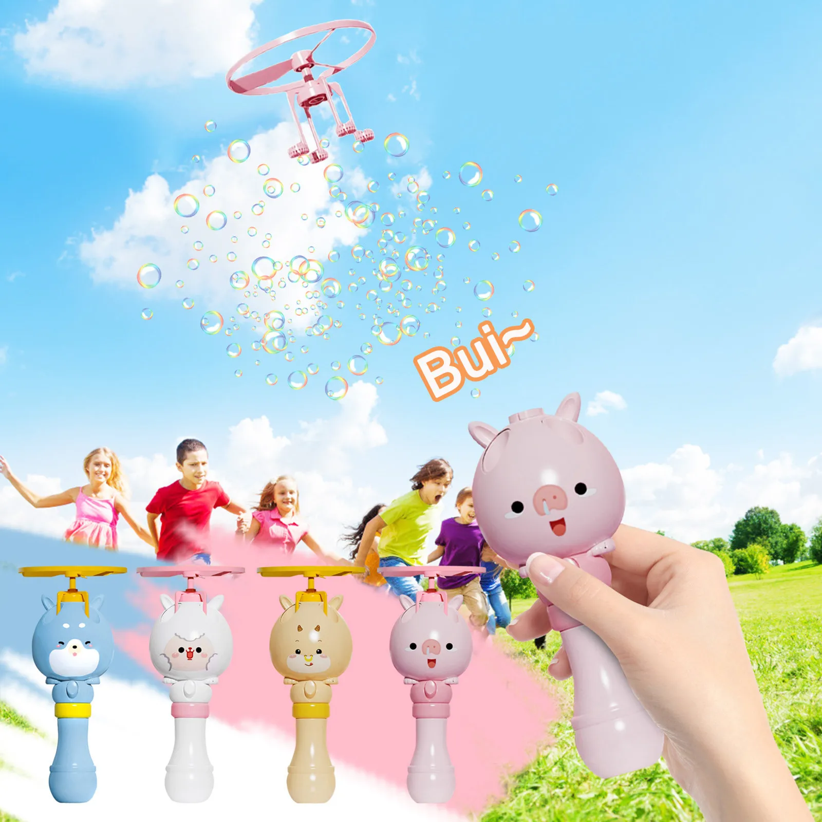 

2021 New Flying Bubble Machine Outdoor Flying Bubble Machine Bamboo Dragonfly Children's Toy Handheld Bubble Wand Brinquedo