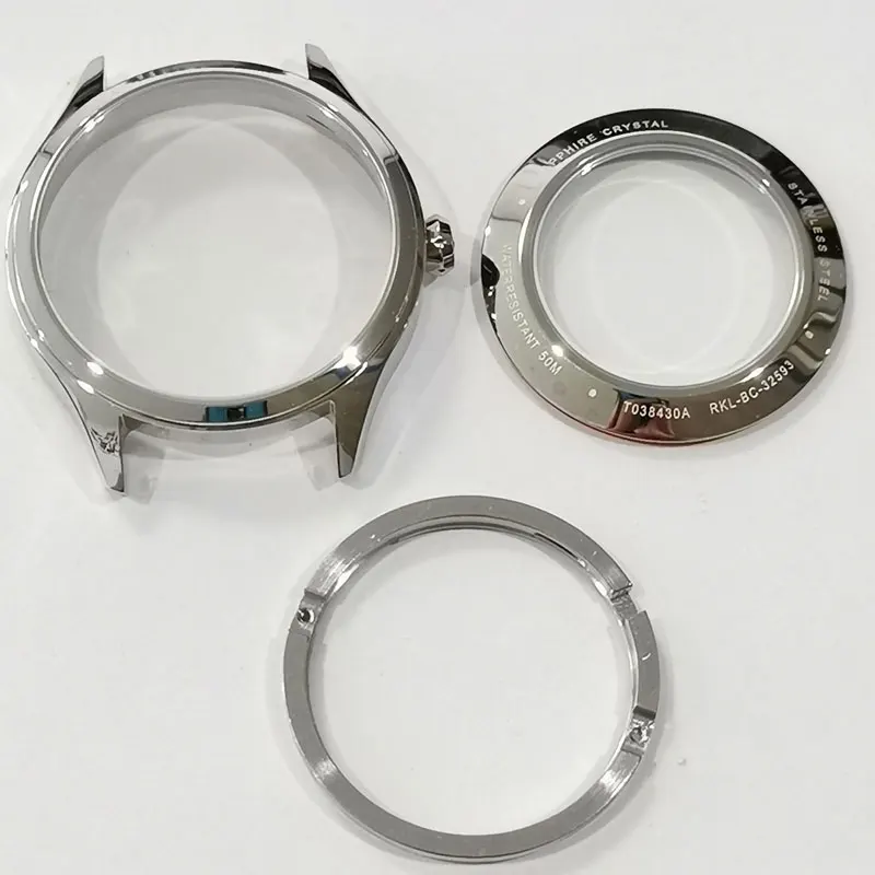 T038430A Silver case Чехол для часов, задняя крышка, сапфировое стекло, зеркальные запчасти, чехол из нержавеющей стали для T461/T035617A/T086408A/T044430A/T100417A - Цвет: T038430A Silver case
