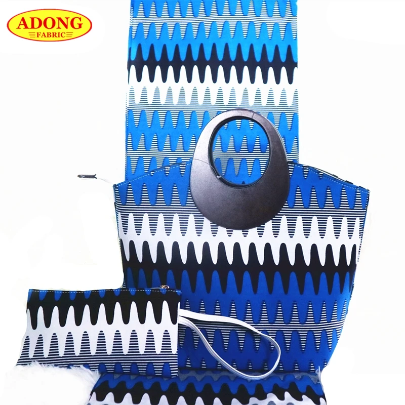 Высокое качество африканская Женская восковая сумка набор популярная с 6 ярдов