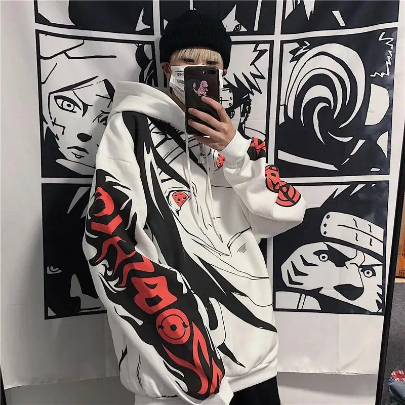 

Japanese Anime Hoodie Autumn Clothes Women Sweatshirt Fashion Print Long Sleeve Tops Loose Warm Velvet Plus Size Women Pullover